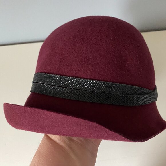 Vintage Goorin Bros. Burgundy Felt Wool Cloche Bucket Vamp School Preppy Hat S main image 5